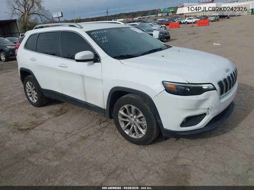 1C4PJLCB2KD242326 2019 Jeep Cherokee Latitude Fwd