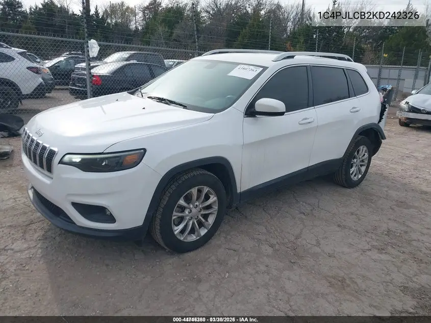1C4PJLCB2KD242326 2019 Jeep Cherokee Latitude Fwd