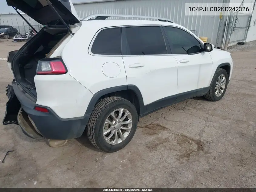 1C4PJLCB2KD242326 2019 Jeep Cherokee Latitude Fwd