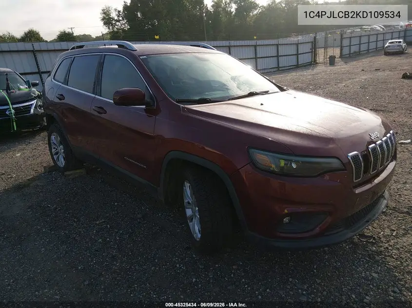 2019 Jeep Cherokee Latitude Fwd VIN: 1C4PJLCB2KD109534 Lot: 45325434