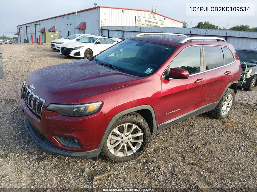 2019 Jeep Cherokee Latitude Fwd VIN: 1C4PJLCB2KD109534 Lot: 45325434