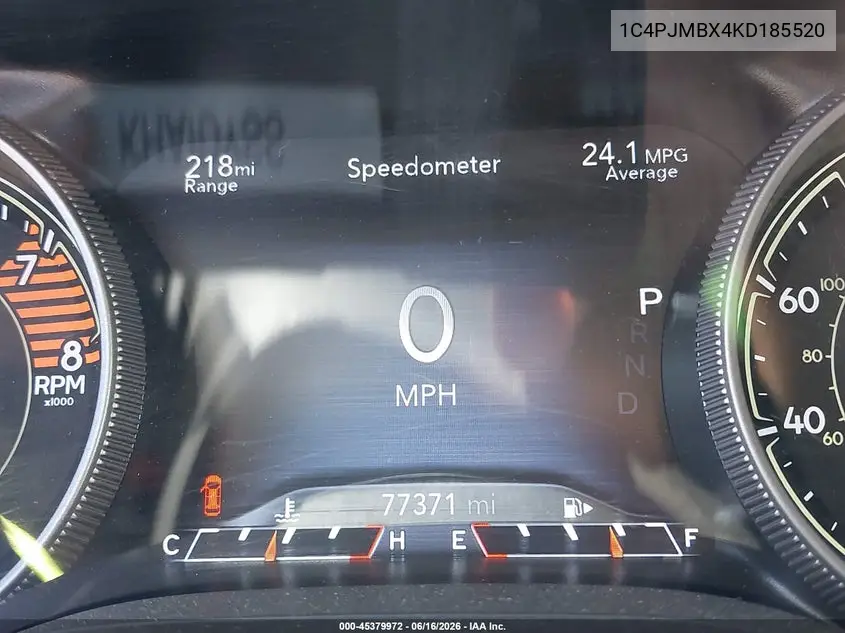 2019 Jeep Cherokee Trailhawk 4X4 VIN: 1C4PJMBX4KD185520 Lot: 45379972