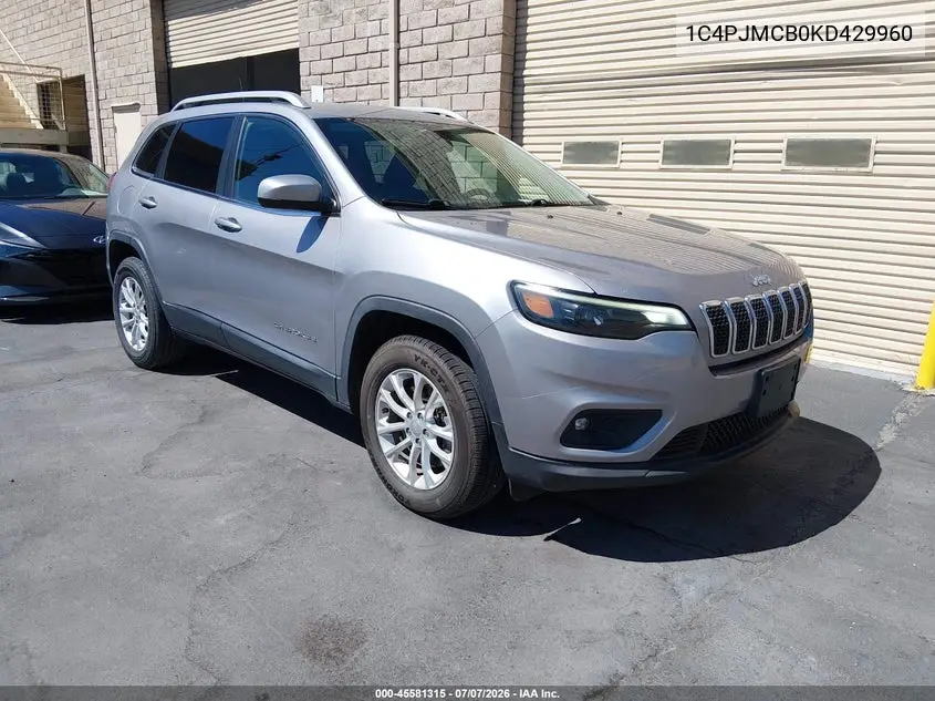 2019 Jeep Cherokee Latitude 4X4 VIN: 1C4PJMCB0KD429960 Lot: 45581315