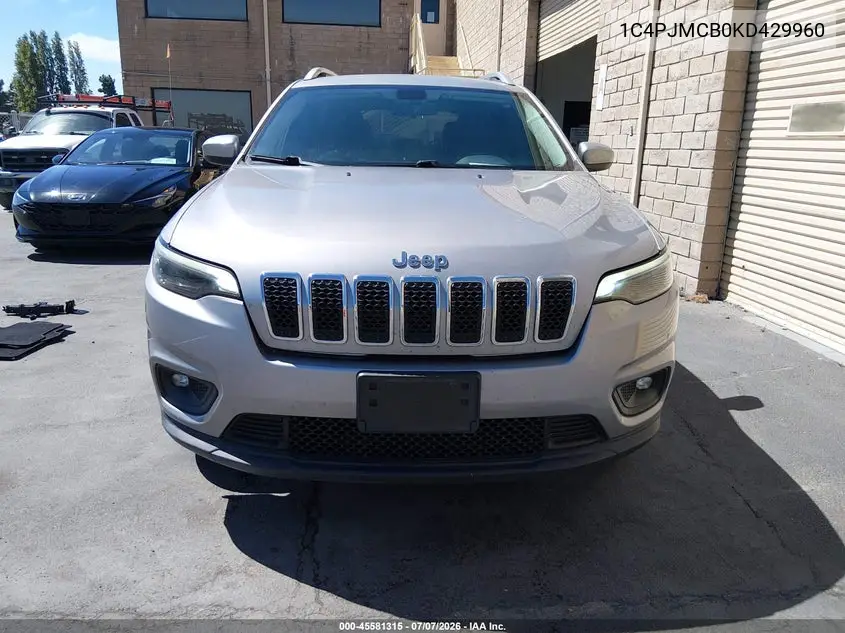 2019 Jeep Cherokee Latitude 4X4 VIN: 1C4PJMCB0KD429960 Lot: 45581315