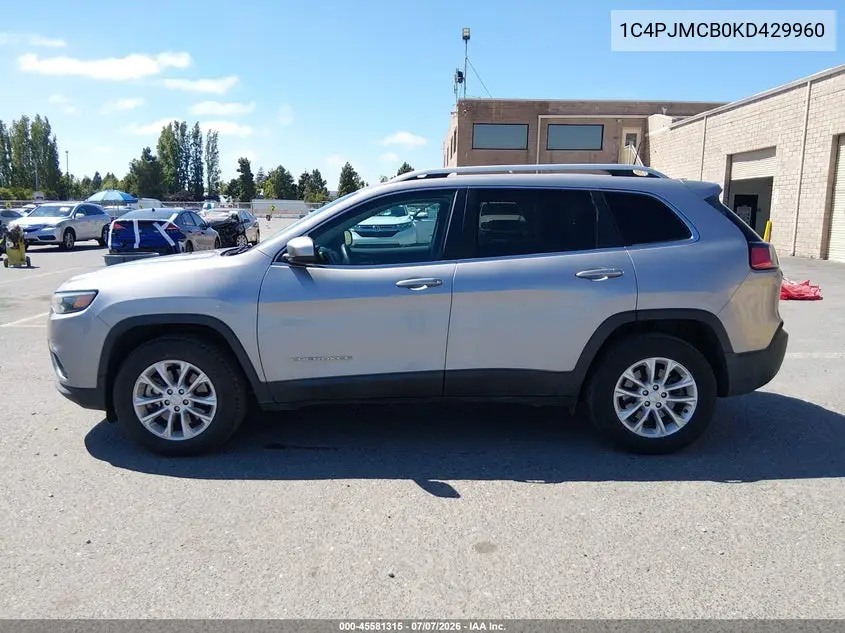 2019 Jeep Cherokee Latitude 4X4 VIN: 1C4PJMCB0KD429960 Lot: 45581315