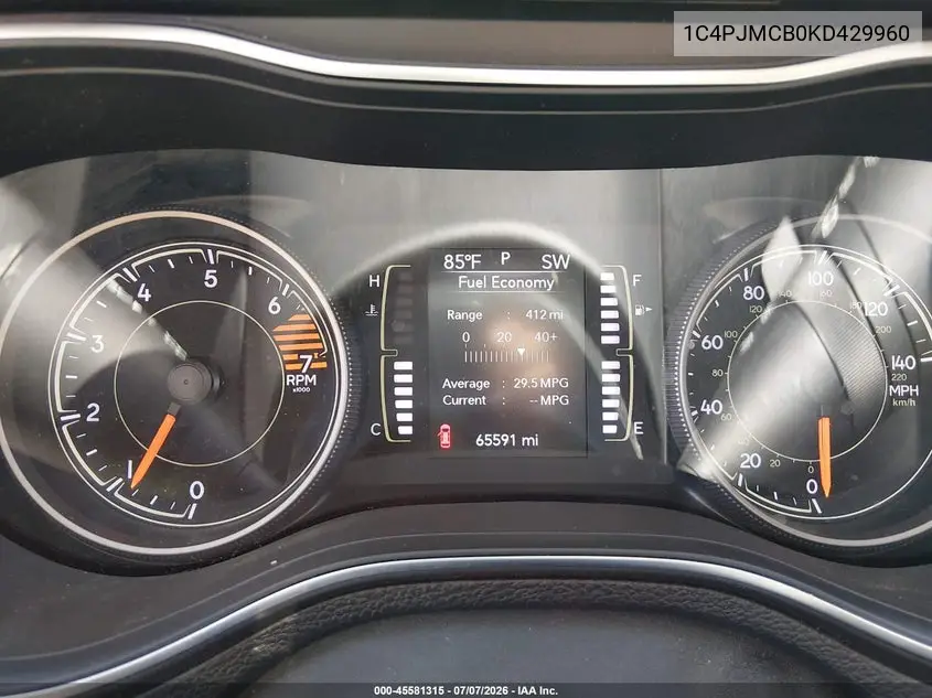 2019 Jeep Cherokee Latitude 4X4 VIN: 1C4PJMCB0KD429960 Lot: 45581315