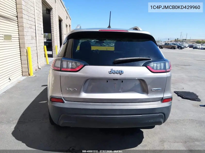 2019 Jeep Cherokee Latitude 4X4 VIN: 1C4PJMCB0KD429960 Lot: 45581315