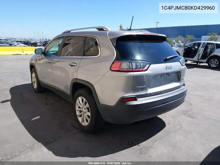 2019 Jeep Cherokee Latitude 4X4 VIN: 1C4PJMCB0KD429960 Lot: 45581315