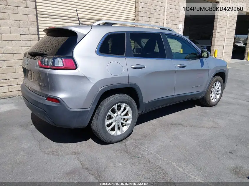 2019 Jeep Cherokee Latitude 4X4 VIN: 1C4PJMCB0KD429960 Lot: 45581315