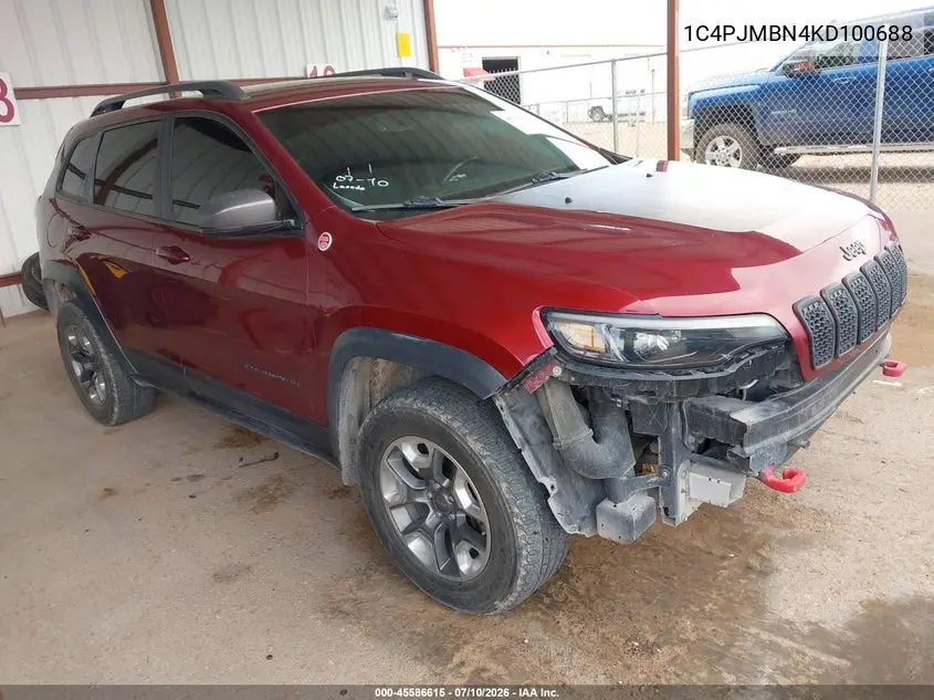 2019 Jeep Cherokee Trailhawk Elite 4X4 VIN: 1C4PJMBN4KD100688 Lot: 45586615