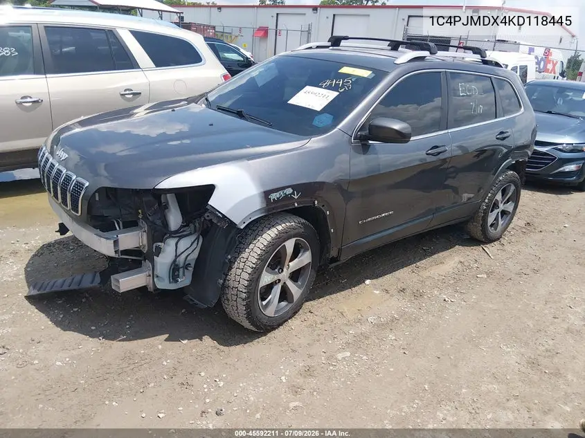 2019 Jeep Cherokee Limited 4X4 VIN: 1C4PJMDX4KD118445 Lot: 45592211