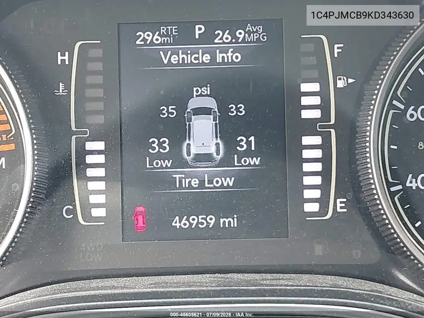 2019 Jeep Cherokee Latitude 4X4 VIN: 1C4PJMCB9KD343630 Lot: 45605621
