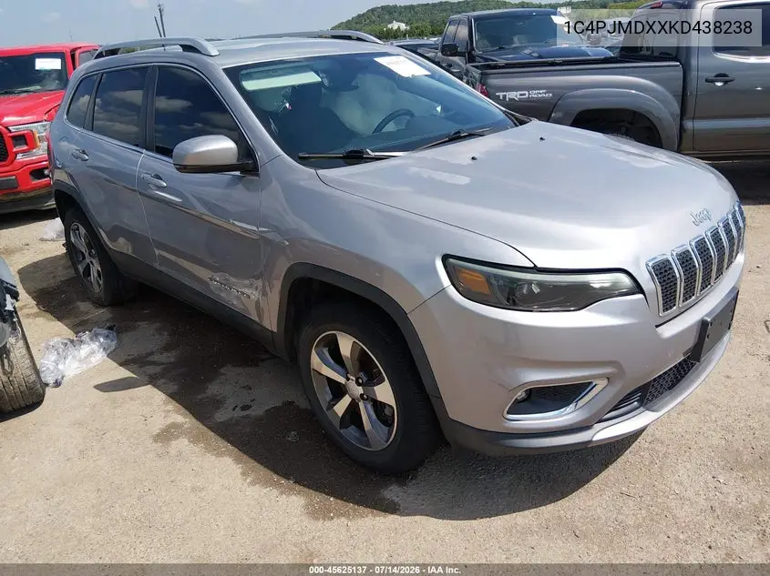 2019 Jeep Cherokee Limited 4X4 VIN: 1C4PJMDXXKD438238 Lot: 45625137