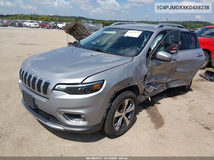 2019 Jeep Cherokee Limited 4X4 VIN: 1C4PJMDXXKD438238 Lot: 45625137