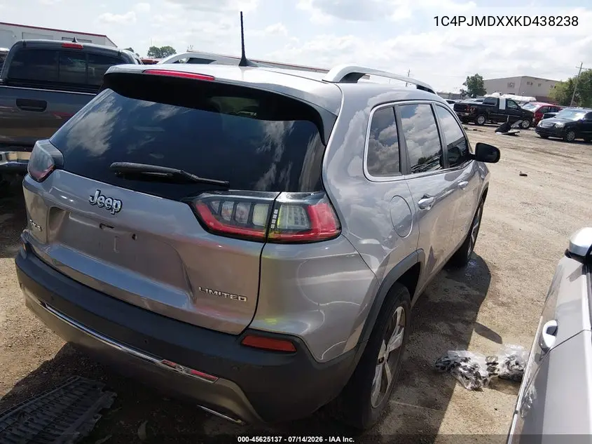 2019 Jeep Cherokee Limited 4X4 VIN: 1C4PJMDXXKD438238 Lot: 45625137