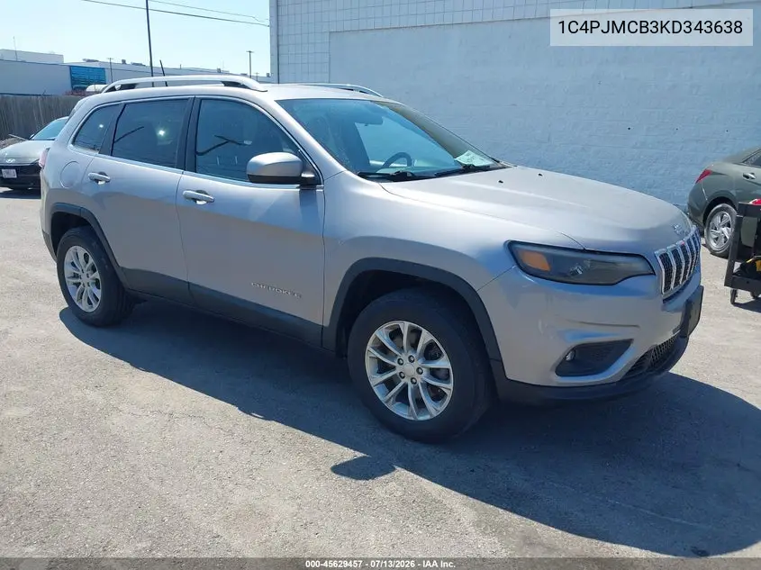 2019 Jeep Cherokee Latitude 4X4 VIN: 1C4PJMCB3KD343638 Lot: 45629457