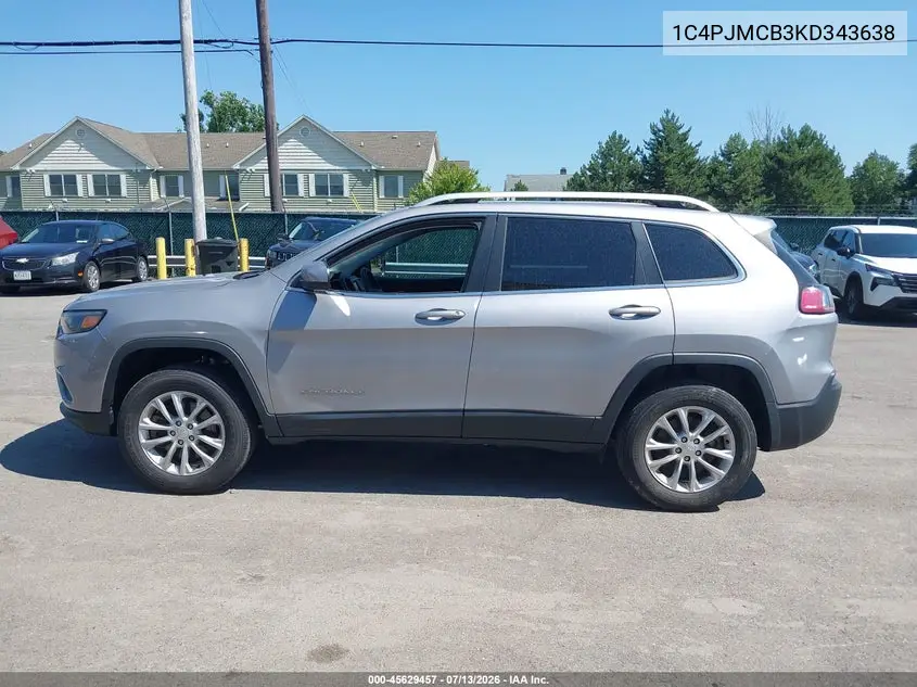 2019 Jeep Cherokee Latitude 4X4 VIN: 1C4PJMCB3KD343638 Lot: 45629457