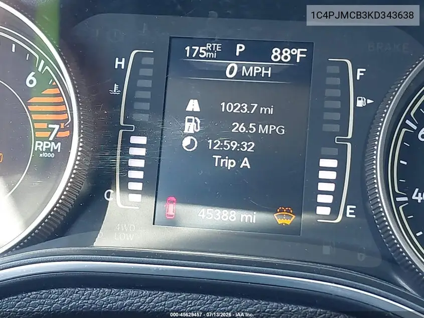 2019 Jeep Cherokee Latitude 4X4 VIN: 1C4PJMCB3KD343638 Lot: 45629457