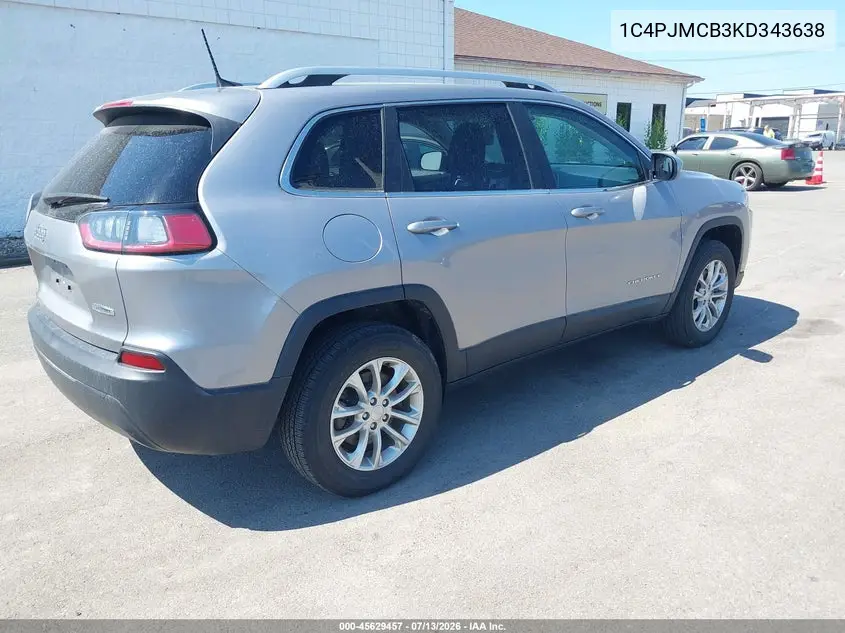 2019 Jeep Cherokee Latitude 4X4 VIN: 1C4PJMCB3KD343638 Lot: 45629457
