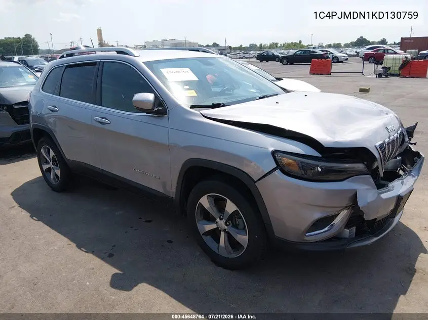2019 Jeep Cherokee Limited 4X4 VIN: 1C4PJMDN1KD130759 Lot: 45648764