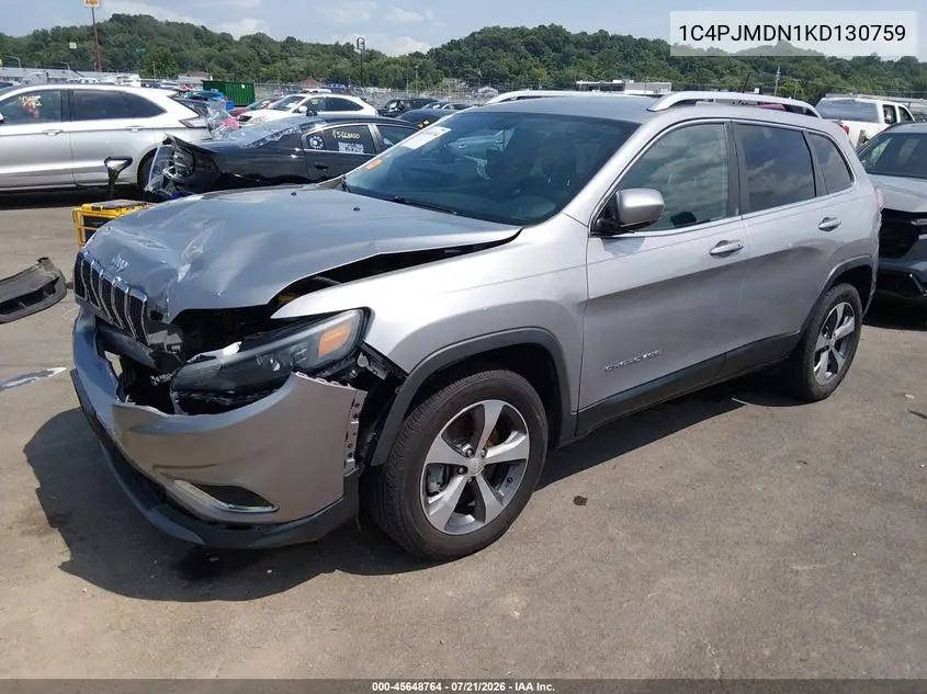 2019 Jeep Cherokee Limited 4X4 VIN: 1C4PJMDN1KD130759 Lot: 45648764