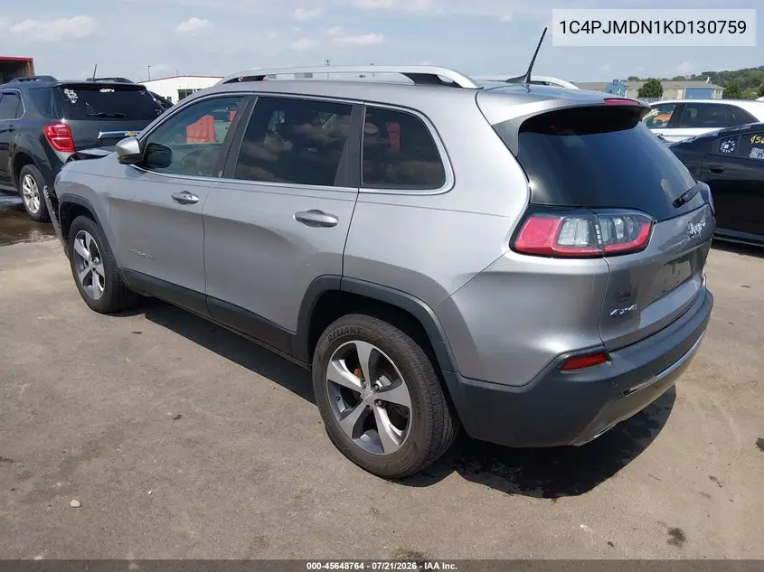 2019 Jeep Cherokee Limited 4X4 VIN: 1C4PJMDN1KD130759 Lot: 45648764