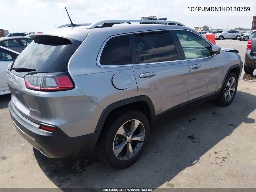 2019 Jeep Cherokee Limited 4X4 VIN: 1C4PJMDN1KD130759 Lot: 45648764