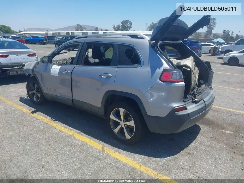 2020 Jeep Cherokee Limited Fwd VIN: 1C4PJLDB0LD505011 Lot: 45402019