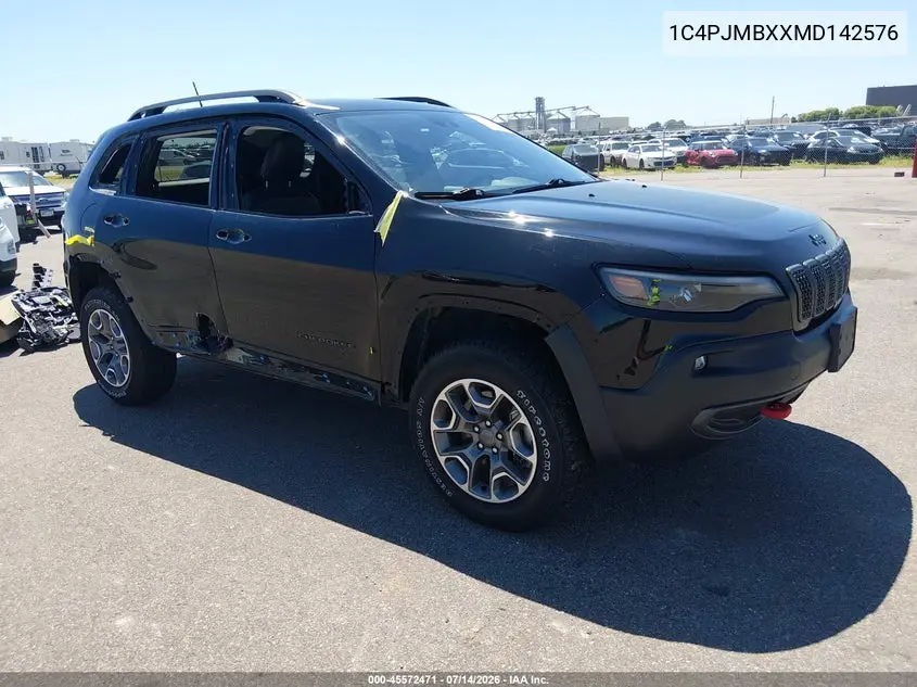 2021 Jeep Cherokee Trailhawk 4X4 VIN: 1C4PJMBXXMD142576 Lot: 45572471