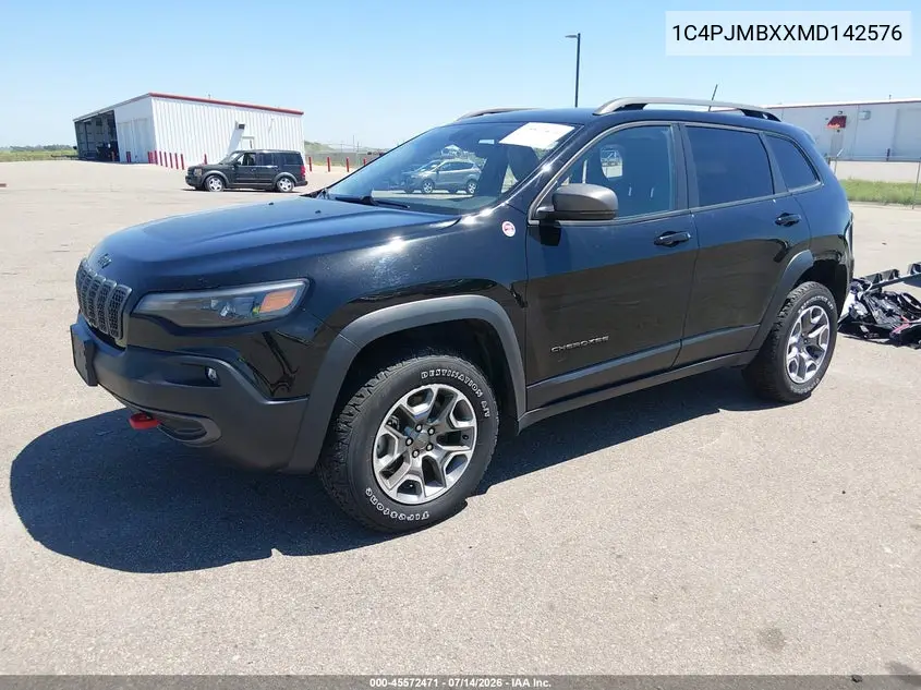 2021 Jeep Cherokee Trailhawk 4X4 VIN: 1C4PJMBXXMD142576 Lot: 45572471