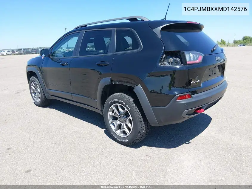 2021 Jeep Cherokee Trailhawk 4X4 VIN: 1C4PJMBXXMD142576 Lot: 45572471