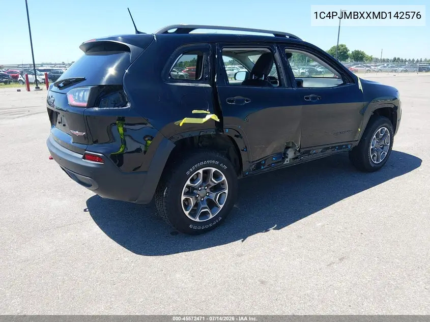 2021 Jeep Cherokee Trailhawk 4X4 VIN: 1C4PJMBXXMD142576 Lot: 45572471
