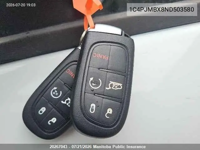 2022 Jeep Cherokee Trailhawk VIN: 1C4PJMBX8ND503580 Lot: 20267043