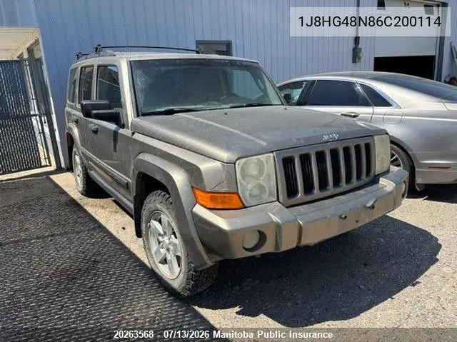 2006 Jeep Commander VIN: 1J8HG48N86C200114 Lot: 20263568