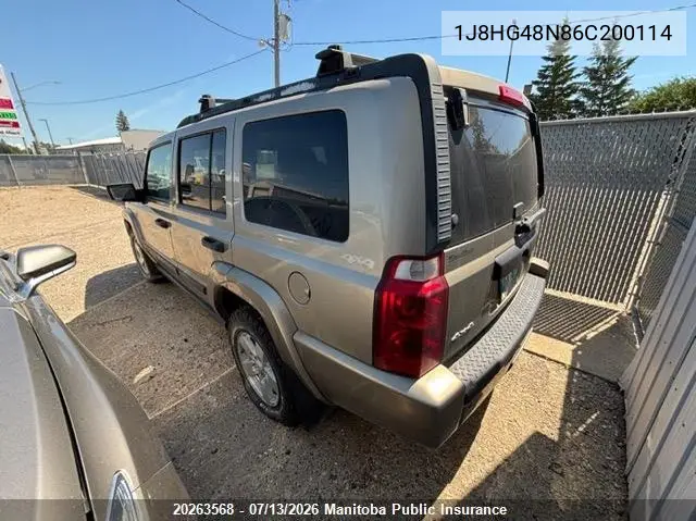 2006 Jeep Commander VIN: 1J8HG48N86C200114 Lot: 20263568