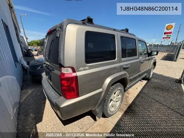 2006 Jeep Commander VIN: 1J8HG48N86C200114 Lot: 20263568