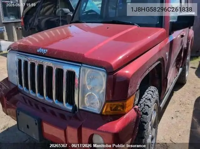 2006 Jeep Commander Limited VIN: 1J8HG58296C261838 Lot: 20265367