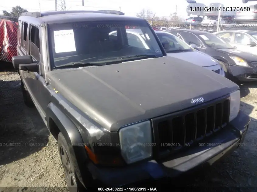 2006 Jeep Commander VIN: 1J8HG48K46C170650 Lot: 26450222