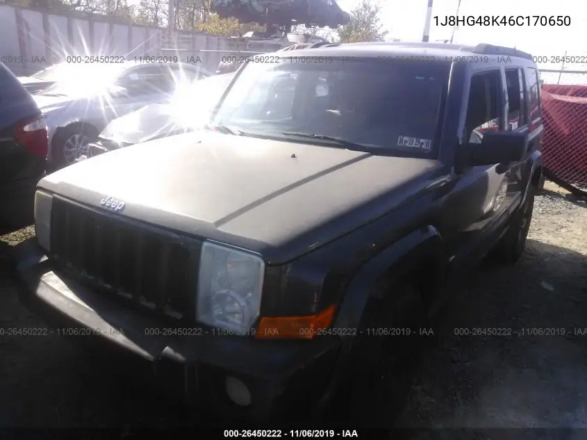 2006 Jeep Commander VIN: 1J8HG48K46C170650 Lot: 26450222