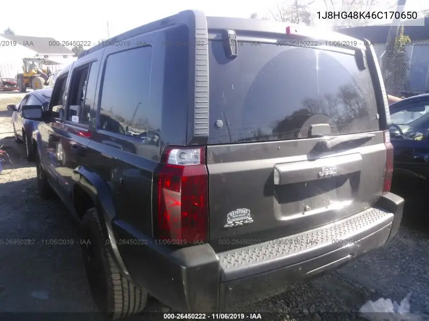 2006 Jeep Commander VIN: 1J8HG48K46C170650 Lot: 26450222