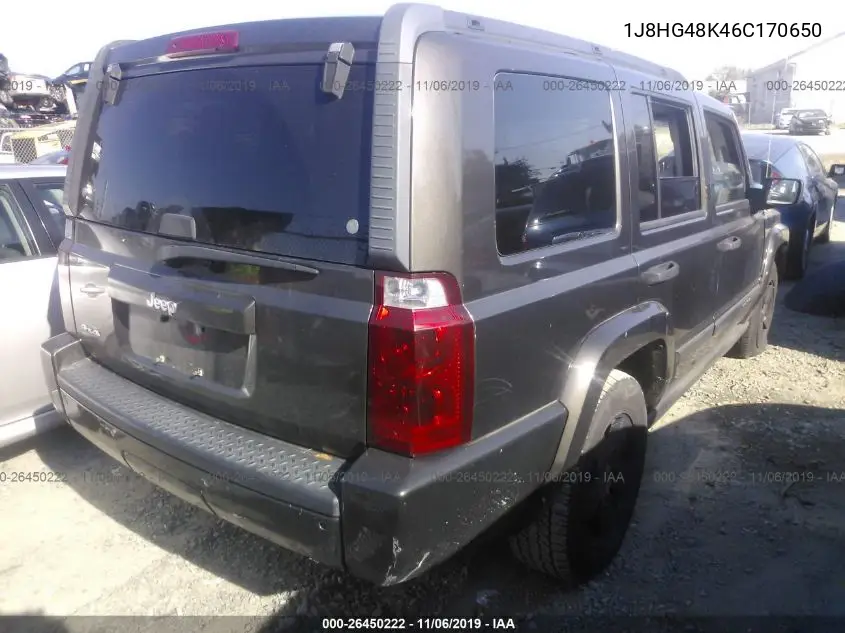 2006 Jeep Commander VIN: 1J8HG48K46C170650 Lot: 26450222