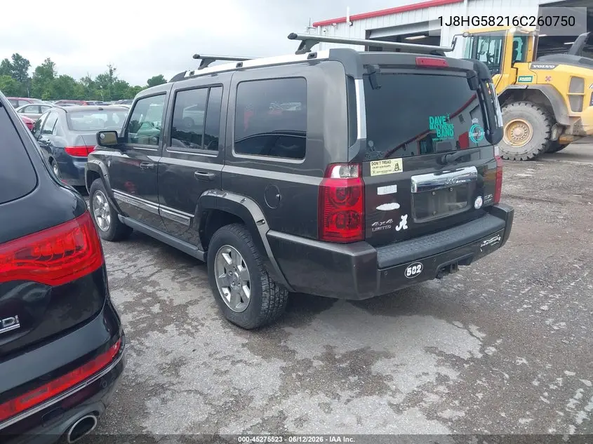 2006 Jeep Commander Limited VIN: 1J8HG58216C260750 Lot: 45275523