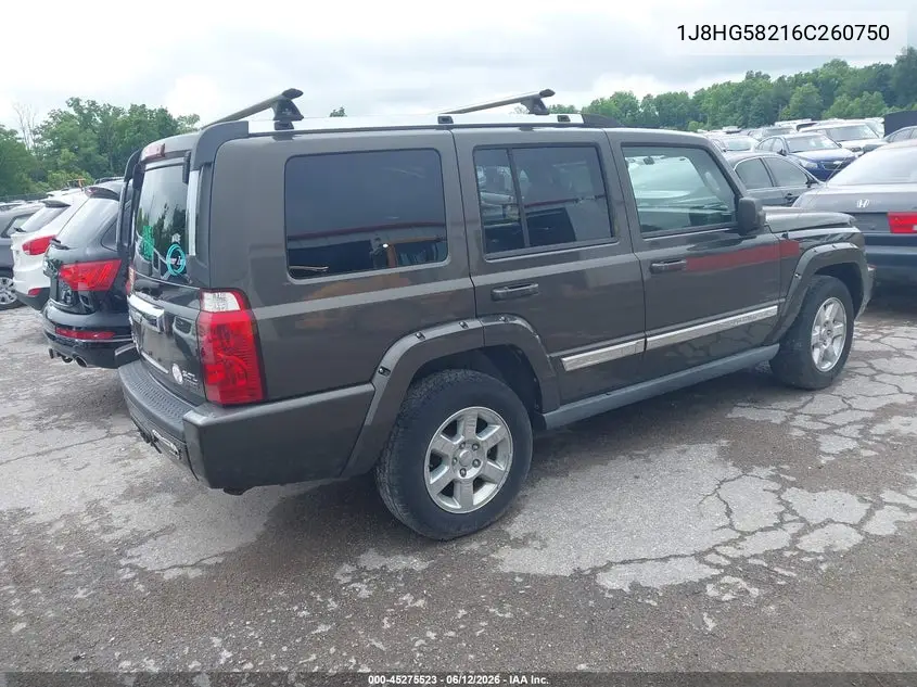 2006 Jeep Commander Limited VIN: 1J8HG58216C260750 Lot: 45275523