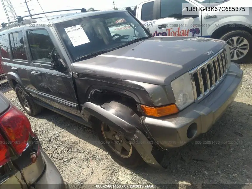 2007 Jeep Commander Sport VIN: 1J8HG48K67C685375 Lot: 25681463