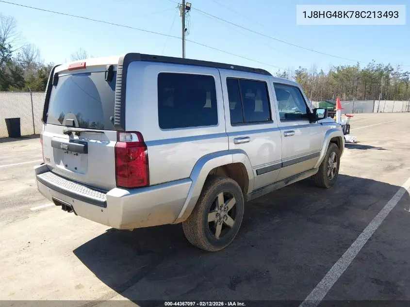2008 Jeep Commander Sport VIN: 1J8HG48K78C213493 Lot: 44367097