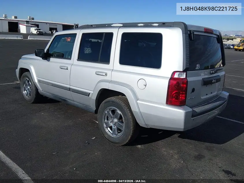 2008 Jeep Commander Sport VIN: 1J8HG48K98C221725 Lot: 44844896