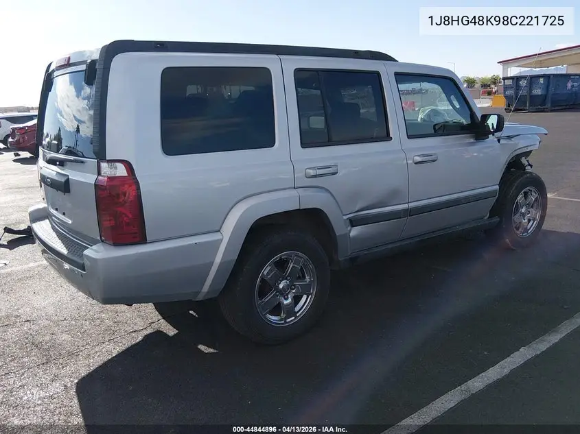 2008 Jeep Commander Sport VIN: 1J8HG48K98C221725 Lot: 44844896