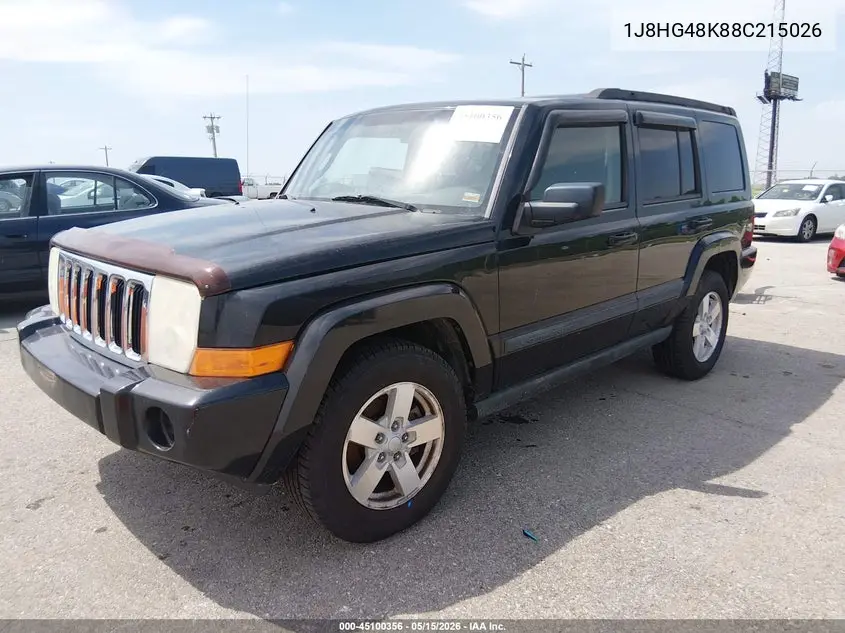 2008 Jeep Commander Sport VIN: 1J8HG48K88C215026 Lot: 45100356