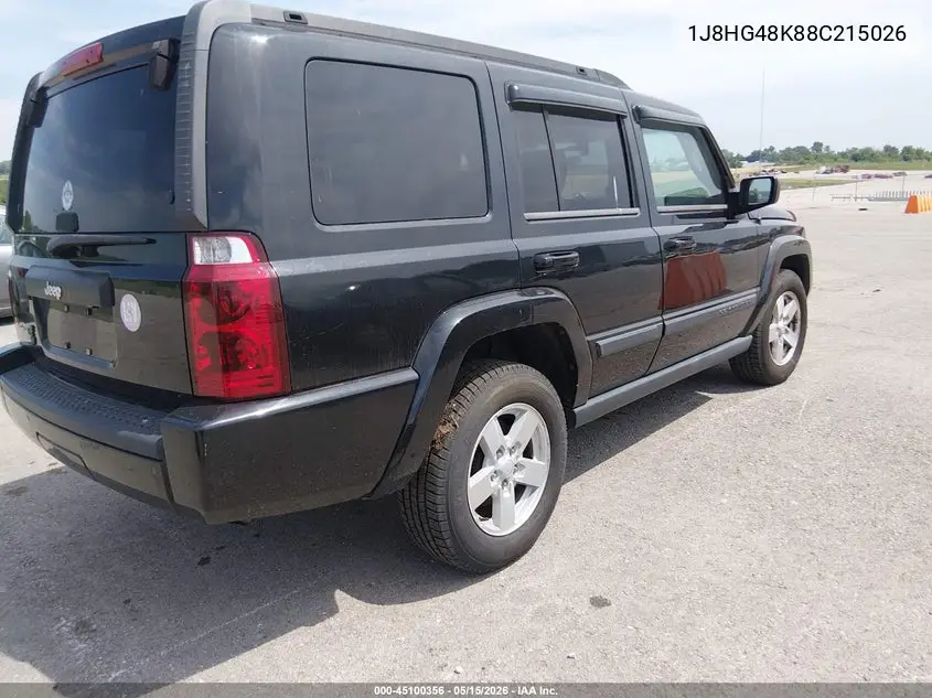 2008 Jeep Commander Sport VIN: 1J8HG48K88C215026 Lot: 45100356