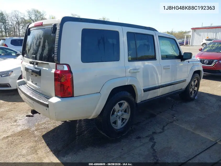 2008 Jeep Commander Sport VIN: 1J8HG48K88C192363 Lot: 45185971